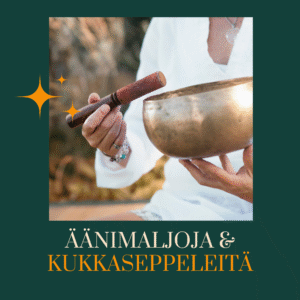 äänimaljoja ja kukkaseppeleitä